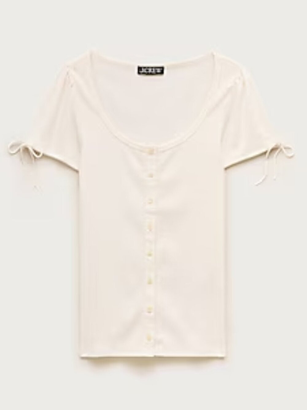 J.Crew Perfect Rib Button‑Up Shirt with Satin Trim – Ivory – Size S – NWT